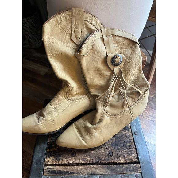 Vintage Acne ochre tan Cowboy Boot Southwestern - Picture 1 of 5